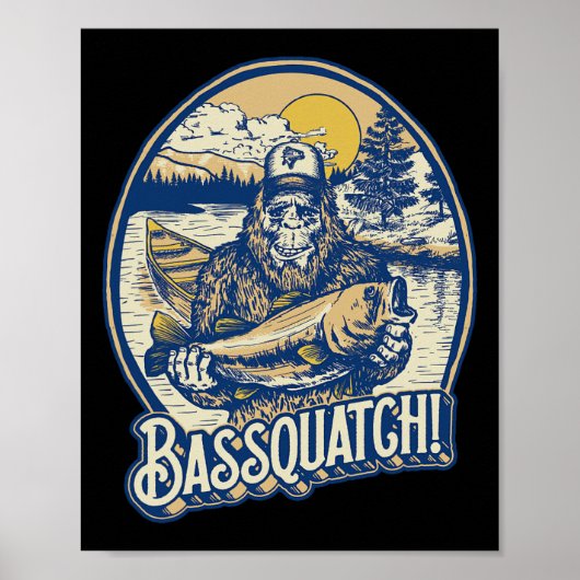 Beuk! Visser Sasquatch Grappig Bigfoot Fishi Poster (Voorkant)