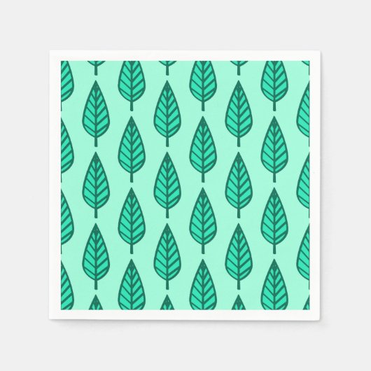 Beukenblad patroon - Turquoise en aqua Servetten (Voorkant)