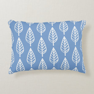 Beukenbladpatroon - Hemelblauw en wit Decoratief Kussen