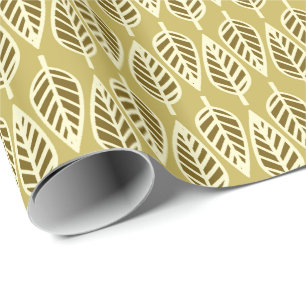Beukenbladpatroon - Kameelbruin en bruin Cadeaupapier