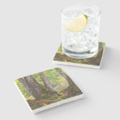 Beukenbomen in het bos (bos) (Paul Ranson) Stenen Onderzetter (Zijkant)