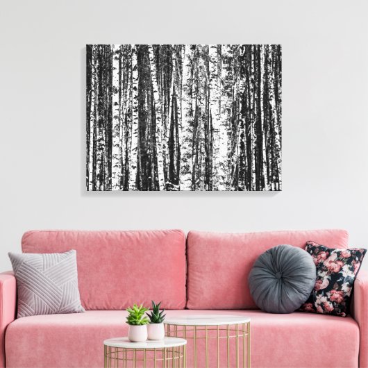 Beukenbomen, witte en steenkoolgrijs / grijs canvas afdruk (Insitu (Woonkamer))