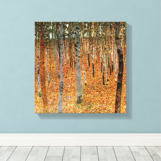 Beukenbos van Gustav Klimt Fine Art Canvas Print (Insitu (Houten vloer))