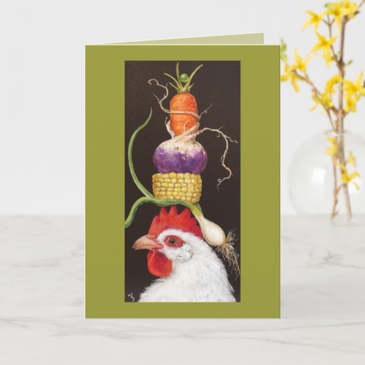 Beullah met een pet-kaart voor de eggie kaart (Gele Bloem)