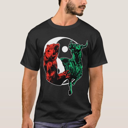 Beurs Bull Beer Ying Yang Stonks Balans In T-shirt (Voorkant)