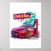 Beurs Crash & Burn, EV Elon Musk bijv. Poster (Voorkant)