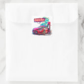 Beurs Crash & Burn, EV Elon Musk bijv. Vierkante Sticker (Tas)