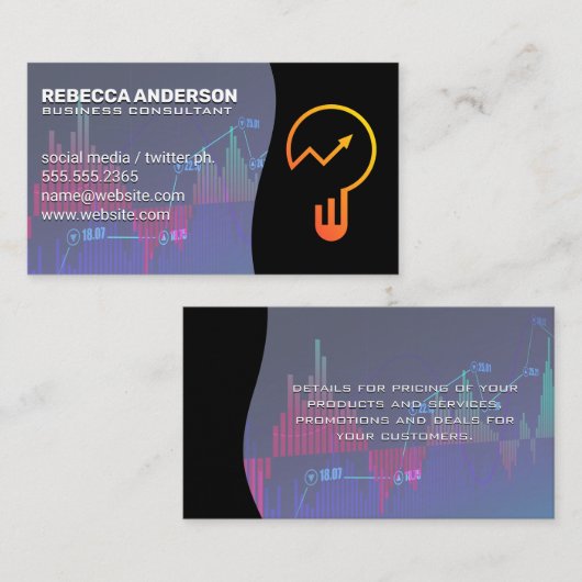 Beurs financiële grafiek | Gegevensanalist Visitekaartje (Voorkant / Achterkant)