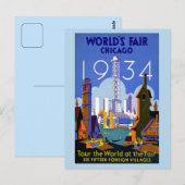 beurs van Chicago World uit 1934 Briefkaart (Voorkant / Achterkant)