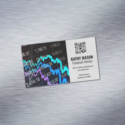 beursgrafiek | Finance Logo QR-code Magnetisch Visitekaartje (Voorbeeld)