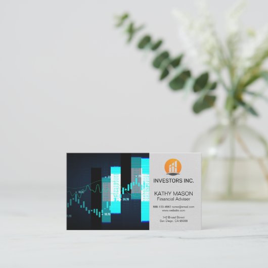 Beursgrafiek | Financieel logo Visitekaartje (Staand voorkant)