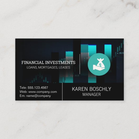 beursgrafiek | geldzak visitekaartje (Voorkant)