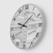 Beursgrafieken open in vier vensters grote klok (Hoek)