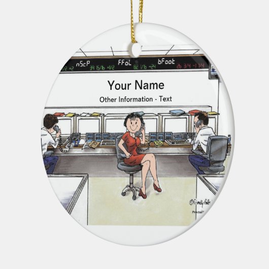 Beursmakelaar - Vrouw Keramisch Ornament (Links)