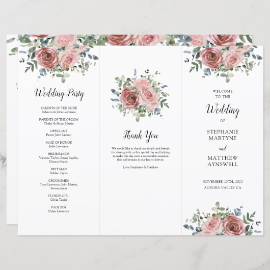 Beusty Roos Eucalyptus Order of Service (Voorkant / Achterkant)