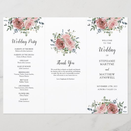 Beusty Roos Eucalyptus Order of Service (Voorkant)