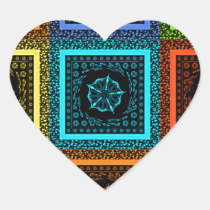 Bevallend geruit multikleurig patroon kunst ontwer hart sticker