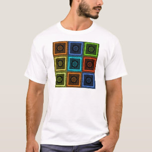Bevallend geruit multikleurig patroon kunst ontwer t-shirt