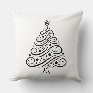 Bevallende Zwarte Witte Kerstboom Accent Kussen