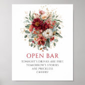 Bevallig Dieprode Herfst Bloem Open Bar Uithangbor Poster (Voorkant)