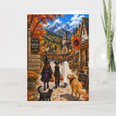 Bevallig herfst dorp Gelukkig Halloween Kaart (Voorkant)