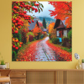 Bevallig herfst dorpspad canvas afdruk (Insitu (Woonkamer))
