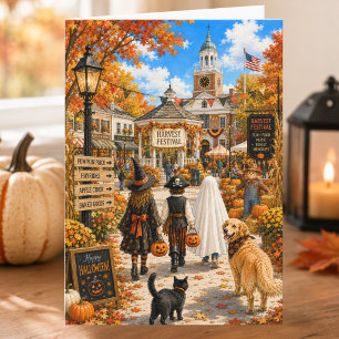 Bevallig Herfst Oogstfeest Gelukkig Halloween Kaart