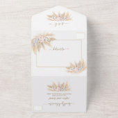 Bevallig Pampasgras Witte Orchidee Rozen Bruiloft  All In One Uitnodiging (Buitenkant)