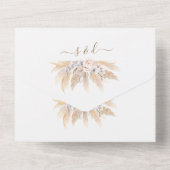 Bevallig Pampasgras Witte Orchidee Rozen Bruiloft  All In One Uitnodiging (Achterkant)