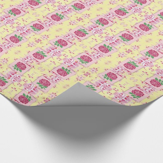 Bevallig Roze Rozen Inpakpapier (Hoek)