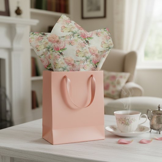Bevallig Shabby Chic Roze Bloem Rozen Kunst Patroo Tissuepapier