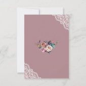 Bevallig Stof Blauw Stof Roze Bloemige Trouw RSVP Kaartje (Achterkant)