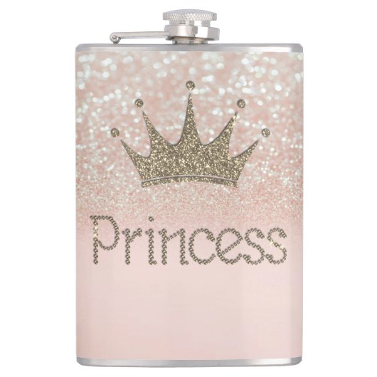 Bevallig, Tiara, Prinses, Glitter Bokeh Heupfles (Voorkant)