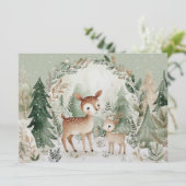 Bevallig winters beeld met herten Prettig Kerstfee Feestdagenkaart (Staand voorkant)