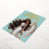 Bevallige Afro-Amerikaanse engel godin spiritueel Folie Feestdagenkaart (Gedraaid)