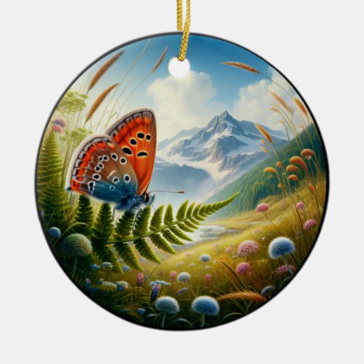 Bevallige Amerikaanse Koperen Vlinder Keramisch Ornament (Voorkant)