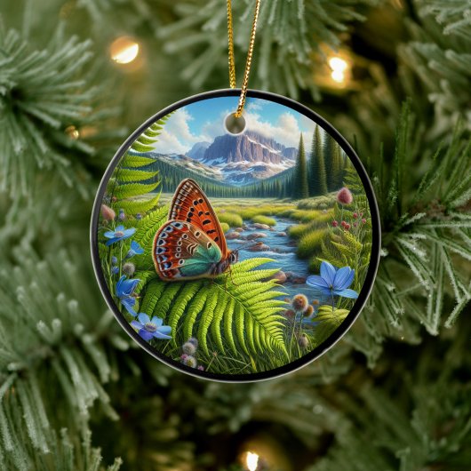 Bevallige Amerikaanse koperen vlinder Keramisch Ornament