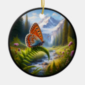 Bevallige Amerikaanse Koperen Vlinder Keramisch Ornament (Voorkant)