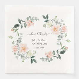 Bevallige Aquarel Blush Witte Bloemen Bruiloft Servet