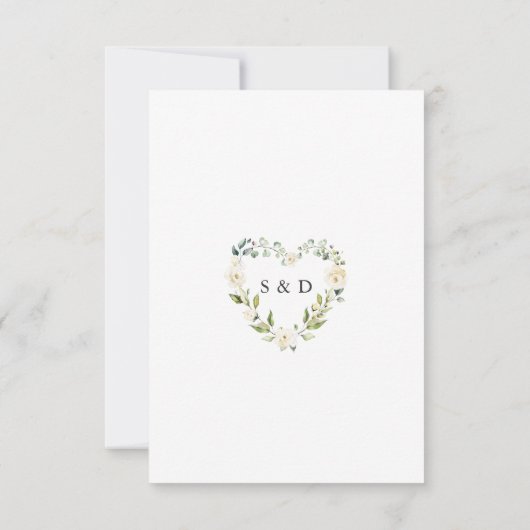 Bevallige Aquarel Witte Bloem Gouden Bruiloft RSVP Kaartje (Achterkant)