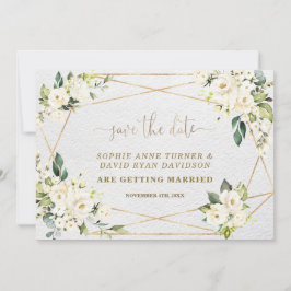 Bevallige Aquarel Witte Bloem Gouden Bruiloft Save The Date
