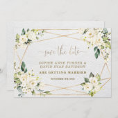 Bevallige Aquarel Witte Bloem Gouden Bruiloft Save The Date (Voorkant / Achterkant)