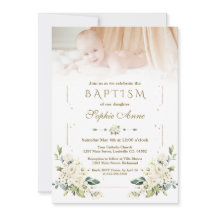 Bevallige Aquarel Witte Bloemen Foto Doop 