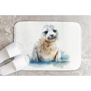 Bevallige Aquarel Zeelhond Puppy Badmat
