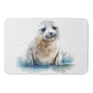Bevallige Aquarel Zeelhond Puppy Badmat