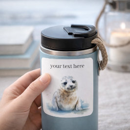 Bevallige Aquarel Zeeroog Puppies, op maat Vierkante Sticker
