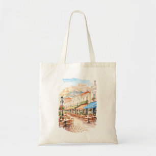 Bevallige Athene Griekenland Straat Watercolor Tote Bag