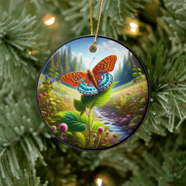 Bevallige Atlantis Parelmoervlinder Keramisch Ornament