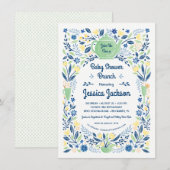 Bevallige baby shower brunch uitnodiging groen (Voorkant / Achterkant)