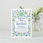 Bevallige baby shower brunch uitnodiging groen (Staand voorkant)